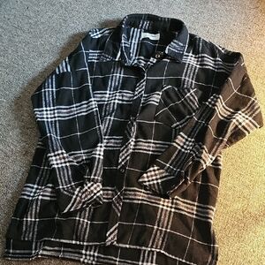 Black, Brown and White Plaid Shirt